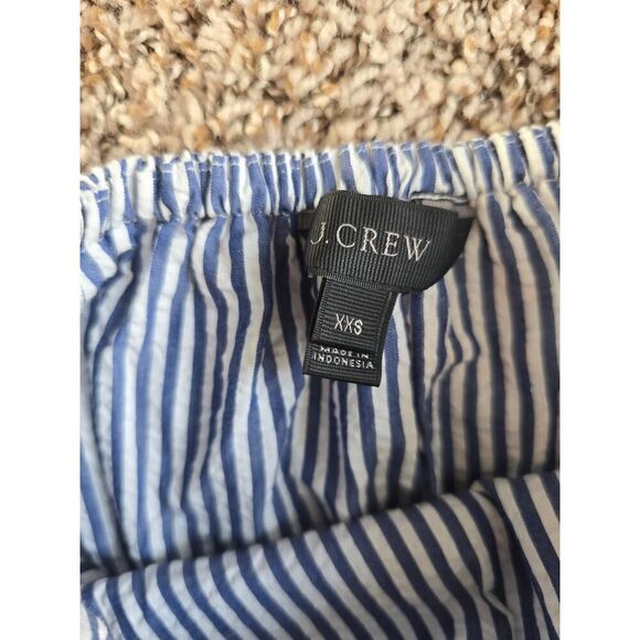 J.Crew XXS Seersucker Jumpsuit Blue White Striped Ruffle Sleeveless Cropped - Picture 4 of 8